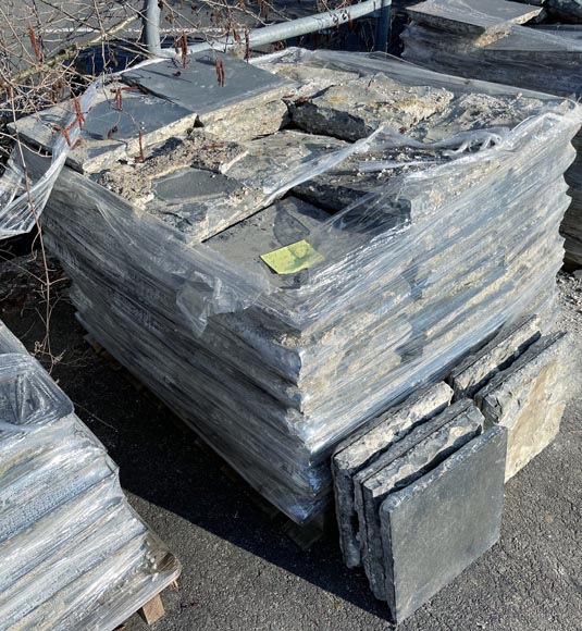 Important ensemble 280m² de dalles en pierre noire de soignies, XIXe siècle Important ensemble 280m² de dalles en pierre noire de soignies, XIXe siècle-10