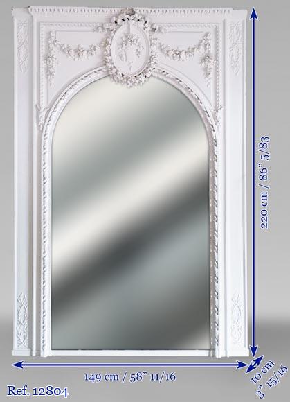 Trumeau de style Louis XVI orné de guirlandes de fleurs Trumeau de style Louis XVI orné de guirlandes de fleurs -6