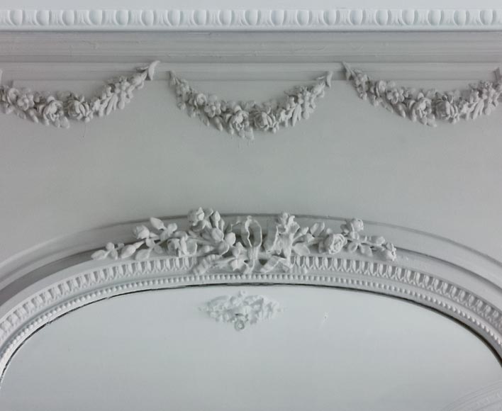 Grand trumeau de style Louis XVI à la guirlande de fleurs Grand trumeau de style Louis XVI à la guirlande de fleurs -2