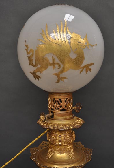 Ferdinand BARBEDIENNE (1810 – 1892) (Attrib. à) Paire de lampes à décor d'émail cloisonné chinois Ferdinand BARBEDIENNE (1810 – 1892) (Attrib. à) Paire de lampes à décor d'émail cloisonné chinois-3