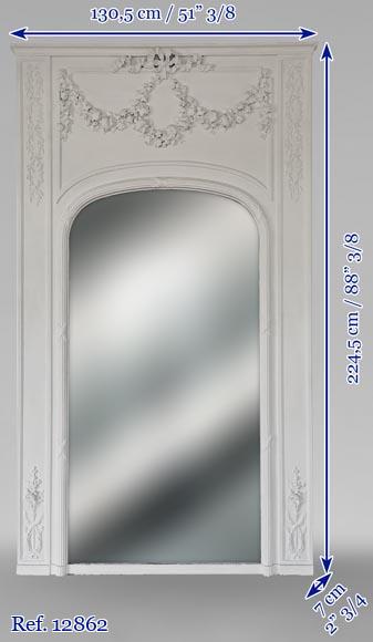 Trumeau de style Louis XVI aux guirlandes de roses et branches d'olivier Trumeau de style Louis XVI aux guirlandes de roses et branches d'olivier-6