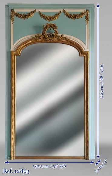 Trumeau de style Louis XVI à la couronne de roses et aux guirlandes de fleurs Trumeau de style Louis XVI à la couronne de roses et aux guirlandes de fleurs-6