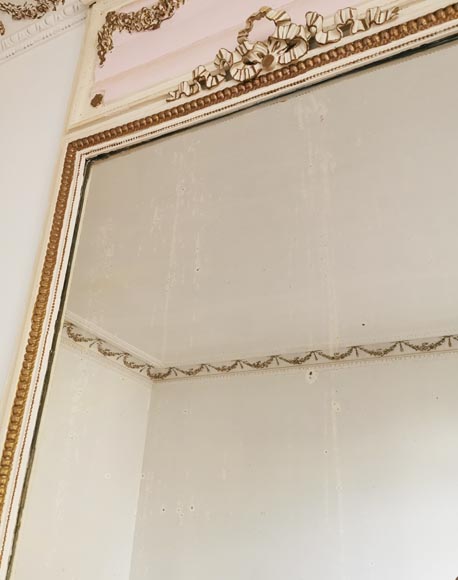 Trumeau de style Louis XVI au ruban et à la couronne de fleurs Trumeau de style Louis XVI au ruban et à la couronne de fleurs-4