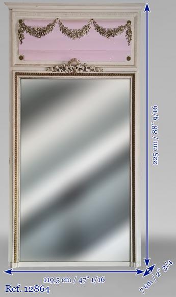 Trumeau de style Louis XVI au ruban et à la couronne de fleurs Trumeau de style Louis XVI au ruban et à la couronne de fleurs-7