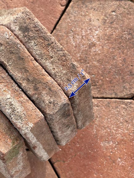 Lot de 16 m² de dalles hexagonales anciennes en terre cuite, XVIIIe siècle Lot de 16 m² de dalles hexagonales anciennes en terre cuite, XVIIIe siècle-4