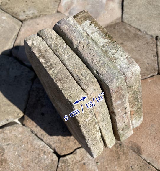 Lot d'environ 5,5m² de dalles hexagonales anciennes en terre cuite, XIXe siècle Lot d'environ 5,5m² de dalles hexagonales anciennes en terre cuite, XIXe siècle-3