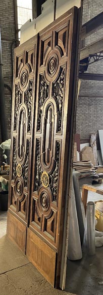 Double porte d'extérieur en chêne sculpté Double porte d'extérieur en chêne sculpté-4