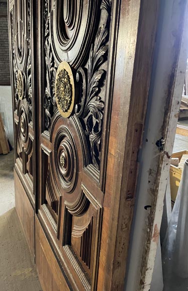 Double porte d'extérieur en chêne sculpté Double porte d'extérieur en chêne sculpté-5