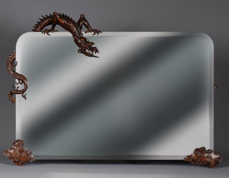 Petit miroir biseauté de style japonisant attribué à Gabriel Viardot Petit miroir biseauté de style japonisant attribué à Gabriel Viardot-0