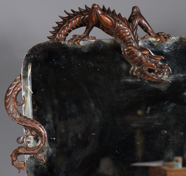 Petit miroir biseauté de style japonisant attribué à Gabriel Viardot Petit miroir biseauté de style japonisant attribué à Gabriel Viardot-1