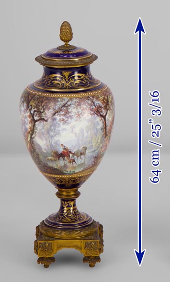 Paire de vases en porcelaine Sèvres montés en bronze doré et peints par J. Machereau, vers 1870 Paire de vases en porcelaine Sèvres montés en bronze doré et peints par J. Machereau, vers 1870-7