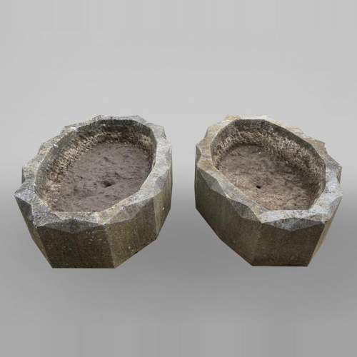 Paire de jardinière ovale en pierre