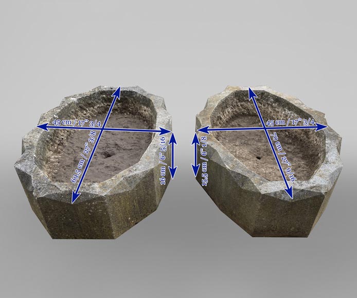 Paire de jardinière ovale en pierre Paire de jardinière ovale en pierre-7