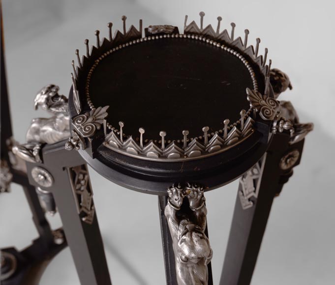 Charles-Guillaume DIEHL, Paire de sellettes en bois et bronze, vers 1870 Charles-Guillaume DIEHL, Paire de sellettes en bois et bronze, vers 1870-2