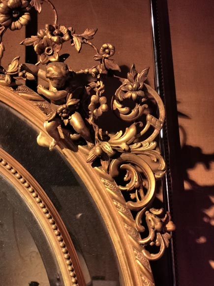 Miroir à parecloses en bois et stuc doré Napoléon III Miroir à parecloses en bois et stuc doré Napoléon III-3