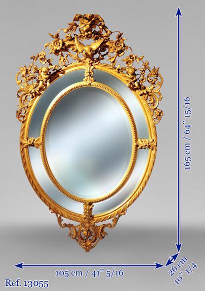 Miroir à parecloses en bois et stuc doré Napoléon III Miroir à parecloses en bois et stuc doré Napoléon III-7