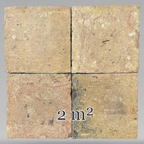 Lot d'environ 2m² de tomettes carrées en terre cuite