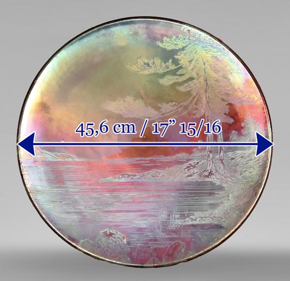 Paysage méditerranéen, un rare plat irisé de Delphin MASSIER Paysage méditerranéen, un rare plat irisé de Delphin MASSIER-8