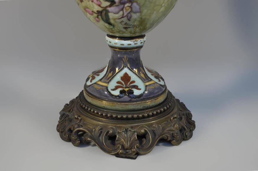 Paire de «lampes aux Perruches» signées E. BERNARD Paire de «lampes aux Perruches» signées E. BERNARD-4