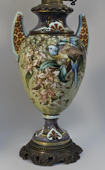 Paire de «lampes aux Perruches» signées E. BERNARD Paire de «lampes aux Perruches» signées E. BERNARD-5