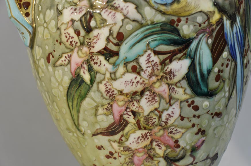 Paire de «lampes aux Perruches» signées E. BERNARD Paire de «lampes aux Perruches» signées E. BERNARD-7