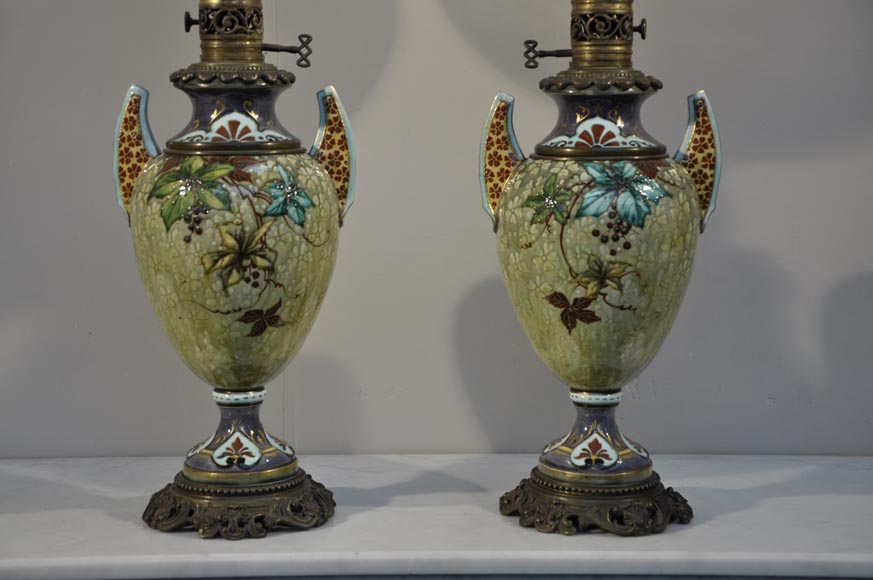 Paire de «lampes aux Perruches» signées E. BERNARD Paire de «lampes aux Perruches» signées E. BERNARD-9