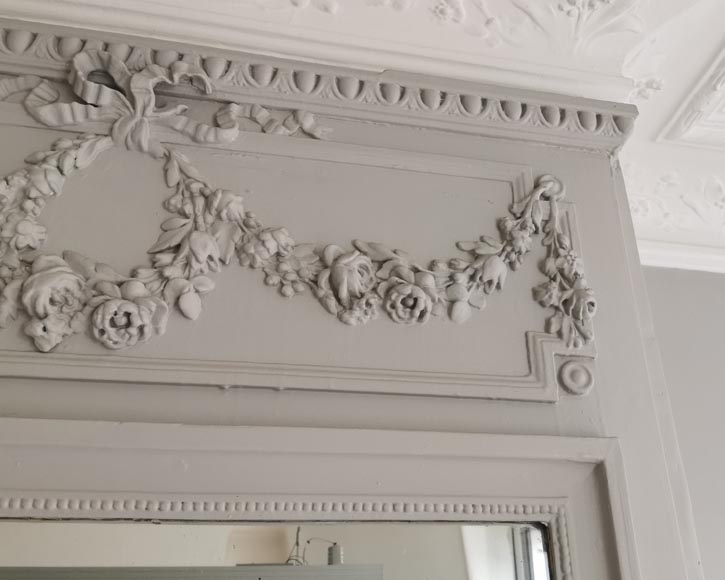 Trumeau en stuc et bois peint de style Louis XVI Trumeau en stuc et bois peint de style Louis XVI-2