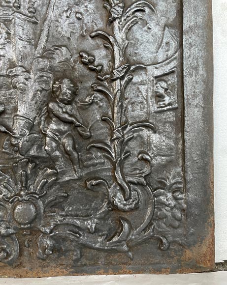Plaque ancienne à décor de putti au canon, XIXe siècle Plaque ancienne à décor de putti au canon, XIXe siècle-5