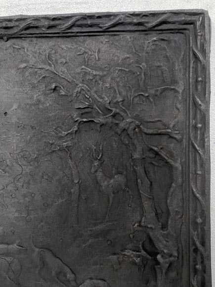 Plaque de cheminée représentant Saint Hubert dans la forêt Plaque de cheminée représentant Saint Hubert dans la forêt-3