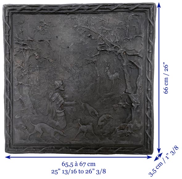 Plaque de cheminée représentant Saint Hubert dans la forêt Plaque de cheminée représentant Saint Hubert dans la forêt-8