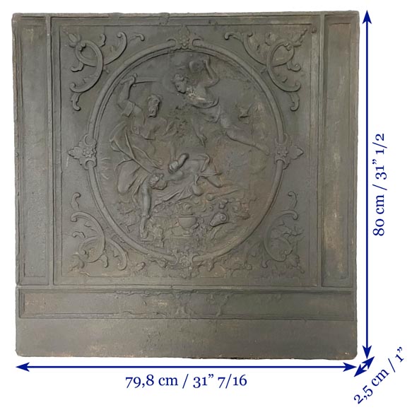 Belle plaque de cheminée en fonte  Belle plaque de cheminée en fonte