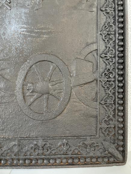 Plaque de cheminée au décor de scène paysanne Plaque de cheminée au décor de scène paysanne-5