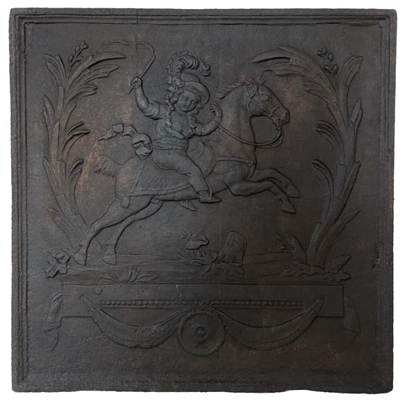 Plaque de cheminée ancienne au cavalier Plaque de cheminée ancienne au cavalier-0