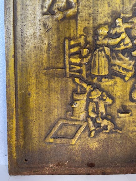 Matrice de plaque de cheminée au décor de scène paysanne Matrice de plaque de cheminée au décor de scène paysanne-4