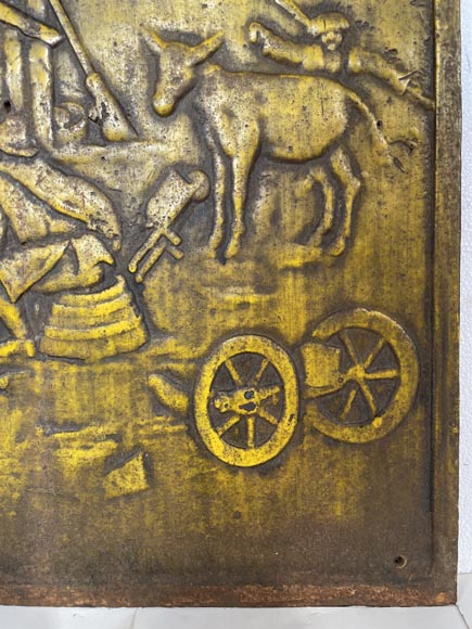 Matrice de plaque de cheminée au décor de scène paysanne Matrice de plaque de cheminée au décor de scène paysanne-6