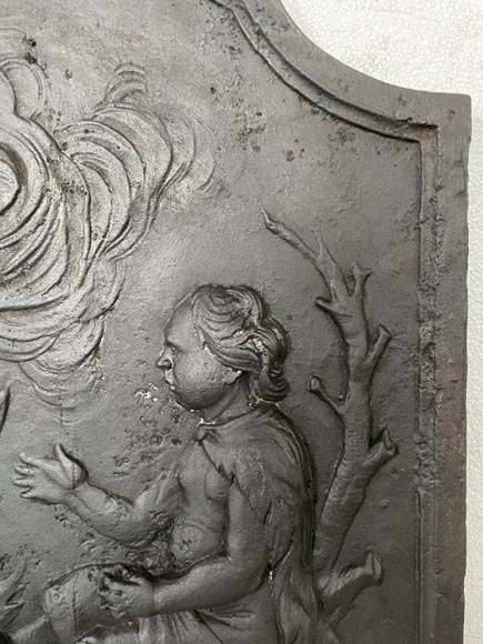 Petite plaque de cheminée aux paysans au bord du feu Petite plaque de cheminée aux paysans au bord du feu-3