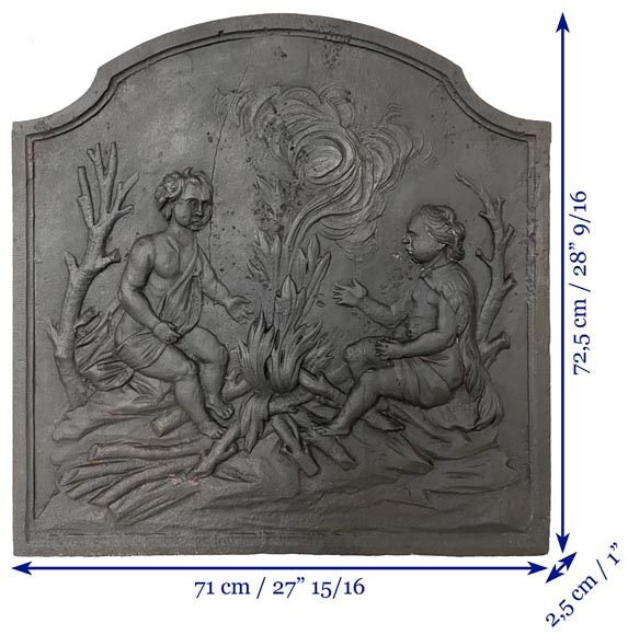 Petite plaque de cheminée aux paysans au bord du feu Petite plaque de cheminée aux paysans au bord du feu-6