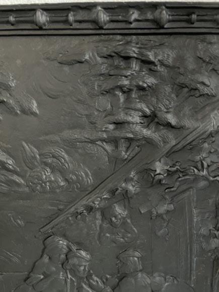 Plaque de cheminée scène de vie villageoise Plaque de cheminée scène de vie villageoise-2