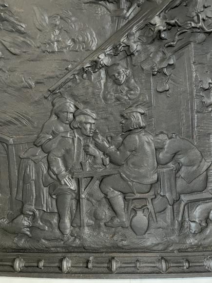 Plaque de cheminée scène de vie villageoise Plaque de cheminée scène de vie villageoise-5