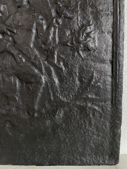 Plaque de cheminée au décor de scène galante Plaque de cheminée au décor de scène galante-6