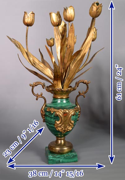 Paire de vases en bronze doré et malachite, Russie, fin du XIXe siècle Paire de vases en bronze doré et malachite, Russie, fin du XIXe siècle-9