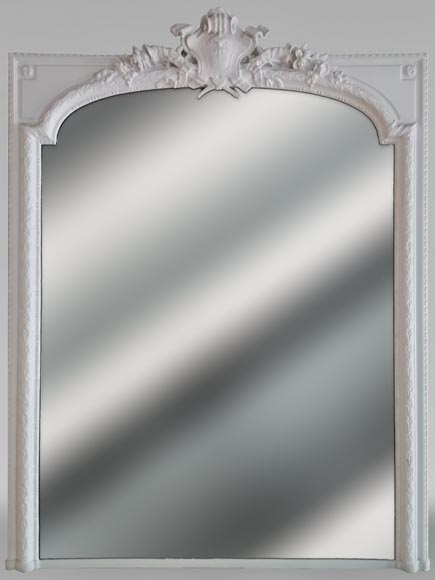 Grand trumeau de style Régence en bois et stuc peint, fin du XIXe siècle Grand trumeau de style Régence en bois et stuc peint, fin du XIXe siècle -0