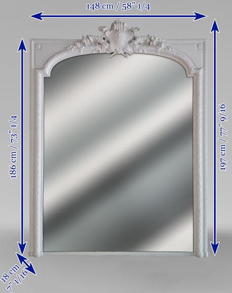 Grand trumeau de style Régence en bois et stuc peint, fin du XIXe siècle Grand trumeau de style Régence en bois et stuc peint, fin du XIXe siècle -6