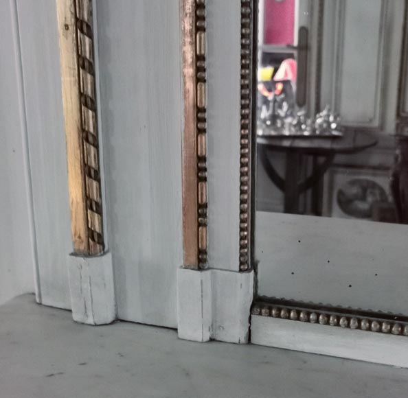 Trumeau de style Louis XVI à l'allégorie de l'Amour en bois doré et sculpté Trumeau de style Louis XVI à l'allégorie de l'Amour en bois doré et sculpté-7