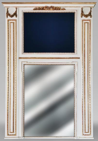 Trumeau de style Louis XVI aux frises et couronnes de fleurs Trumeau de style Louis XVI aux frises et couronnes de fleurs-0