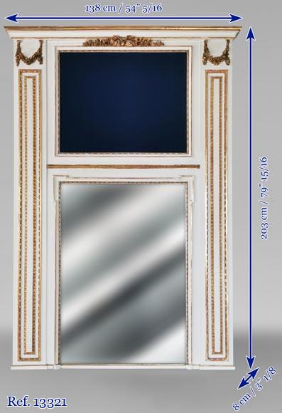 Trumeau de style Louis XVI aux frises et couronnes de fleurs Trumeau de style Louis XVI aux frises et couronnes de fleurs-7