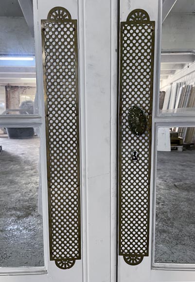 Lot de trois doubles portes vitrées en bois Lot de trois doubles portes vitrées en bois-11