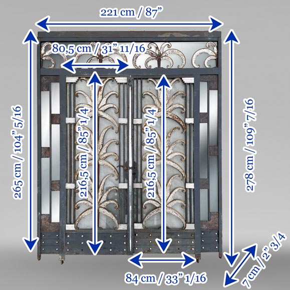 Armand Albert RATEAU (création) Baguès FRÈRES (exécution) double-porte Art déco en fer forgé polychrome au décor de palmiers, après 1925 Armand Albert RATEAU (création) Baguès FRÈRES (exécution) double-porte Art déco en fer forgé polychrome au décor de palmiers, après 1925-18