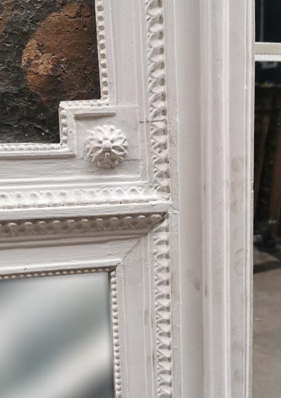 Petit trumeau de style Louis XVI avec huile sur toile représentant une scène galante Petit trumeau de style Louis XVI avec huile sur toile représentant une scène galante-3