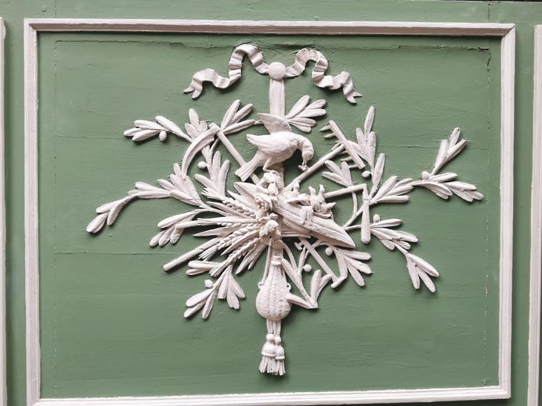 Petit trumeau d'époque Louis XVI à l'allégorie de l'été en bois sculpté et peint Petit trumeau d'époque Louis XVI à l'allégorie de l'été en bois sculpté et peint-1